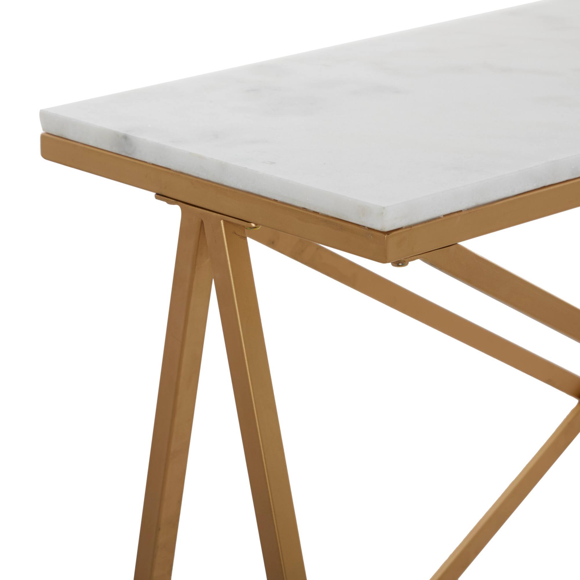 White Iron Contemporary Console Table, 31" x 47" x 14"